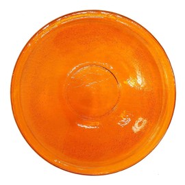 Achla Designs Hand Blown Crackle Glass Garden Birdbath Bowl with Miniature Wrough Iron Stand for Tables, and Tiered Planters, 14 Inches, Mandarin