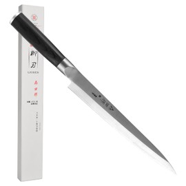 Cuchillo de sushi de 9.5 pulgadas (9.449 in), cuchillo de sashimi con hoja de acero inoxidable de alto carbono y mango ergonómico para cortar sushi y sashimi, fileteado de pescado