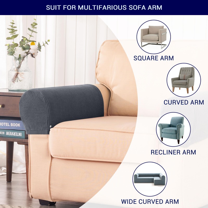 SUBRTEX Stretch Couch Arm Covers Set of 2, Checkered Sofa