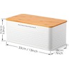 Widousy Bread Bin with Bamboo Lid, White Bread storage box