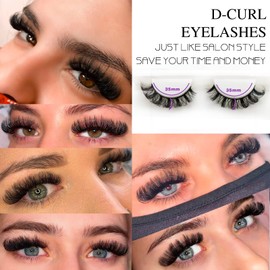 royaomis 10Pairs 3d Russian Strip Lashes, DD Curl Lash Strips, Natural False Lashes Mink, Fluffy Eyelashes Mink, Faux Mink Eyelashes Natural Look, Natural Wispies Mink Eyelashes, Wispy Fake Lashes(s35)