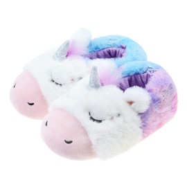 LseLom Unicorn Slipper for Toddler Girls Little Kid Fuzzy Memory Foam Slip Resistant Animal House Slide US 8 Toddler Purple