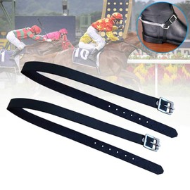 Faderr Equestrian Leather Spur Straps with Buckle, Solid Spur Strap Horse Riding PU Leather Accessories Leather Spur Straps(Black)