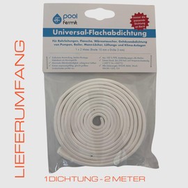 PoolFixKlar Universal-Flachabdichtung – Farbe: weiß - Das hochleistungsfähige Flachabdichtungsband - 1x 2 Meter (Breite 10mm x Dicke 3mm)