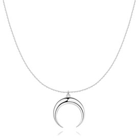 MARLION JEWELS 925 Silver Necklace with Inverted Moon Design for Women Silver Chain Ideal Gift Necklace for Women Jewellery Women, Gold - silver