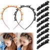 SSKHE 2 Pcs Headband with Clips,8 Pcs Double Bangs Hairpins,Multi