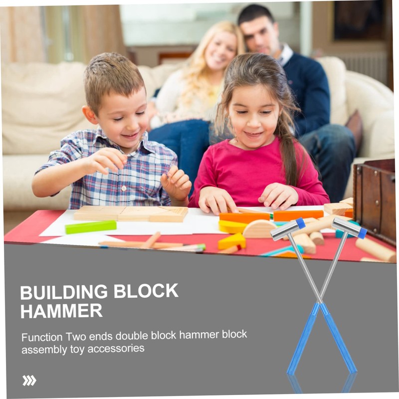 FRCOLOR Double-Ended Kids Blocks Building Hammer Set 2pcs Practical Assemble
