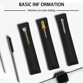 3 Pack Leather Pen Pouch Sleeve, Single Fountain Pen Holder Case, Soft Pen Protective Cover Organizer for Stylus Touch Pen, Ballpoint Pen, Pencils (Black)