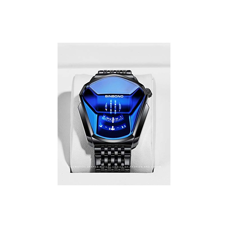 FANMIS Creative Fashion Blue LED Binary Digital Watches Men's Stainless