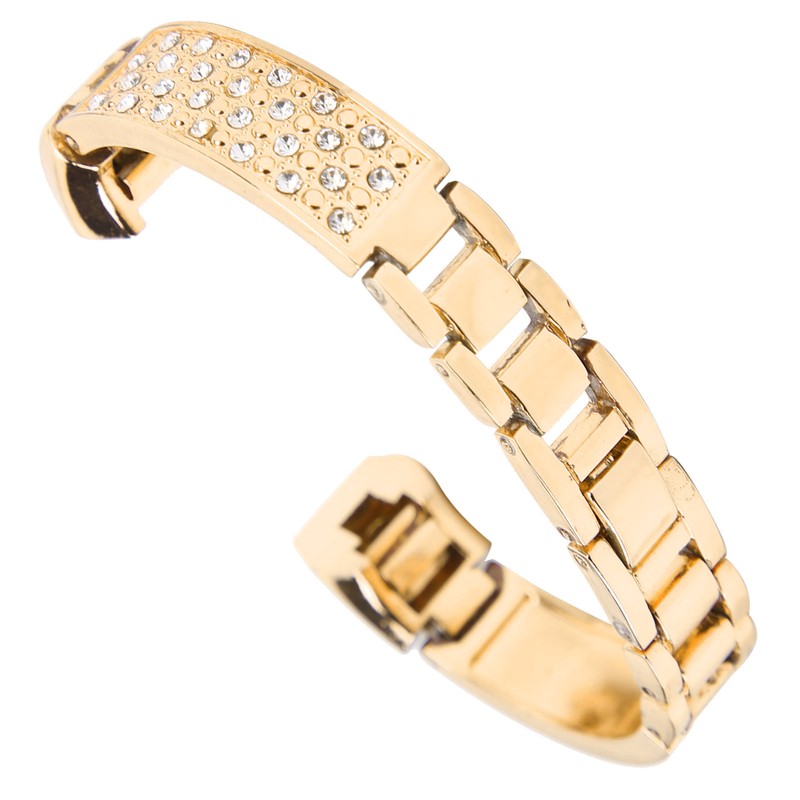 Stainless Steel Bracelet Women Inlay Rhinestones Wristband Wrist Decoration for