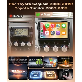 KYNNT 2G+64G CAR Radio for Toyota Tundra 2007-2013, Android Car Stereo for Tundra Wireless CarPlay Android Auto, 32EQ, GPS Navigation WiFi, Bluetooth 10.1'' Touch Screen FM Backup Camera MIC