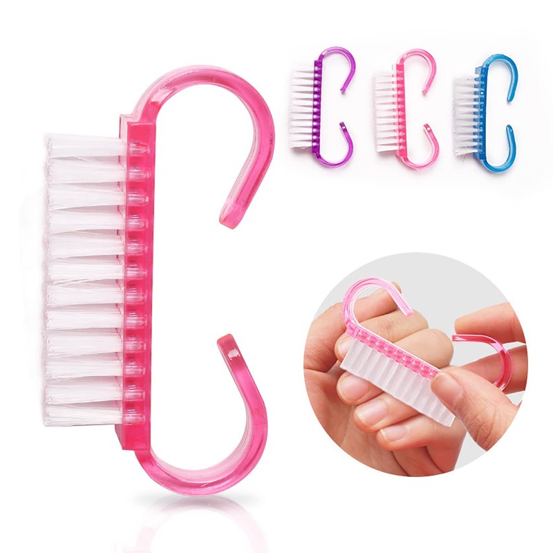 Set of 8 Professional Nail Cleaning Brushes with Handles Fingernail