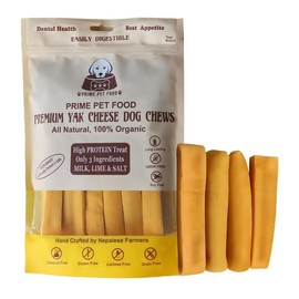 Prime Pet Food Yak Cheese Himalayan Dog Chews for Aggressive Chewers & Teething Puppies - All Natural Dog Treats - Select Size & Pack: Large 4 Pack