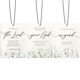 ZFQ Green Eucalyptus Christian Car Air Freshener, Botanical Bible Verses Air Freshener Hanging 3 Pcs for Cars Closet Drawer or Books, Religious Christian God Car Accessories Mirror Decor for Women