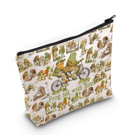 LEVLO Frog Toad Toad Toad Sat And Did Nothing Frog Sat With Him Make Up Bag with Zipper, Toad Sat Full, Cosmetic bag