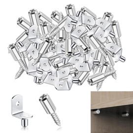 CALLYSONIC Pack of 50 Shelf Brackets, L Shape Metal Shelf Brackets, Shelf Holder with Hole, Shelf Brackets for Shelves, Shelf Pins for Furniture Cabinet, Bookcase, Kitchen Cabinet