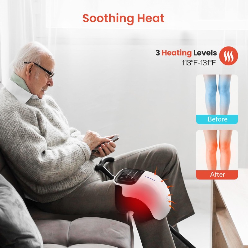 Snailax Cordless Knee Massager with Heat, Red Light & 3