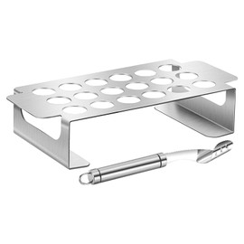 Jalapeno Grill Rack with Corer Tool Jalapeno Popper Holder 18 Holes Stainless Steel Drumstick Chicken Wings Roaster Popper Griller& Cooker for BBQ Smoker and Oven (Color:Silver)