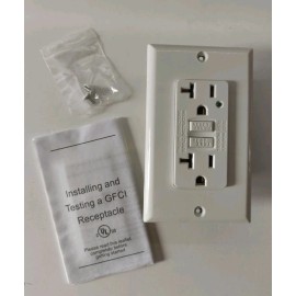 AMP Lot of 2 - GFCI Outlet 20Amp, Non-Tamper Resistant, White with LED Indicator