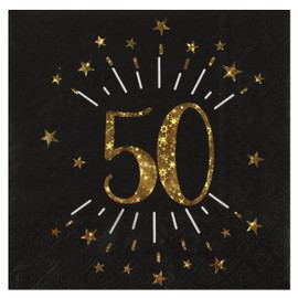 Santex Gold Sparkling BLACK age 50 Napkins