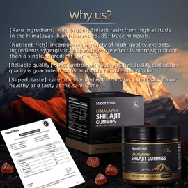 Organic Shilajit Gummies, Pure Himalayan Shilajit Gummies for Men Supplement, Gold Shilajit Gummies for Women，Natural 85+ Trace Minerals, Ashwagandha, Black Seed Oil Extract, 90 Gummies