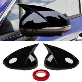 Yumzeco Compatible with KIA K5 Side Mirror Cover Caps 2021 2022 2023 2024 2025, LH & RH Ox Horn Door Side Mirror Cover Trims Exterior Decoration Accessories (Glossy Black)