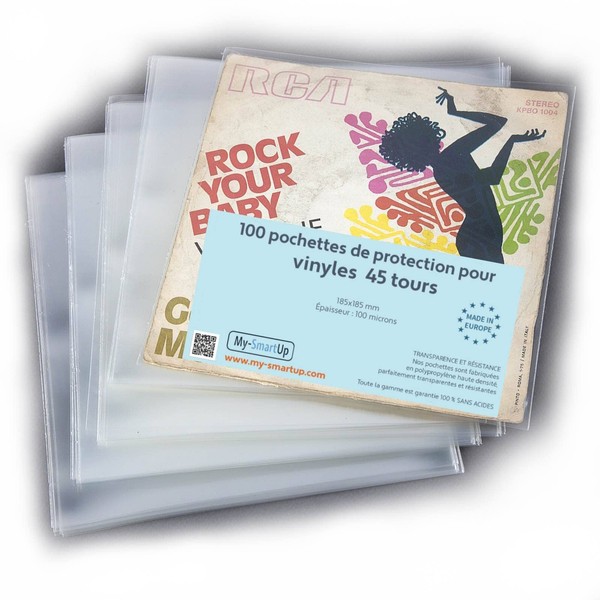 Nonsolo-computer Pack of 100 Vinyl Record Sleeves 7" (45 Turns)