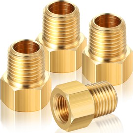Frienda 1/4 Inch Male NPT x 1/4 Inch Female Inverted Flare Propane Fitting NPT Reducer Brass Female NPT Pipe Adapter Brass Bushing Reducer Brass Threaded Pipe Connector for Fuel Convert (2 Pcs)