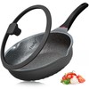Vinchef Nonstick Skillet with Lid, 12.5In Aluminum Deep Frying/Saute Pan