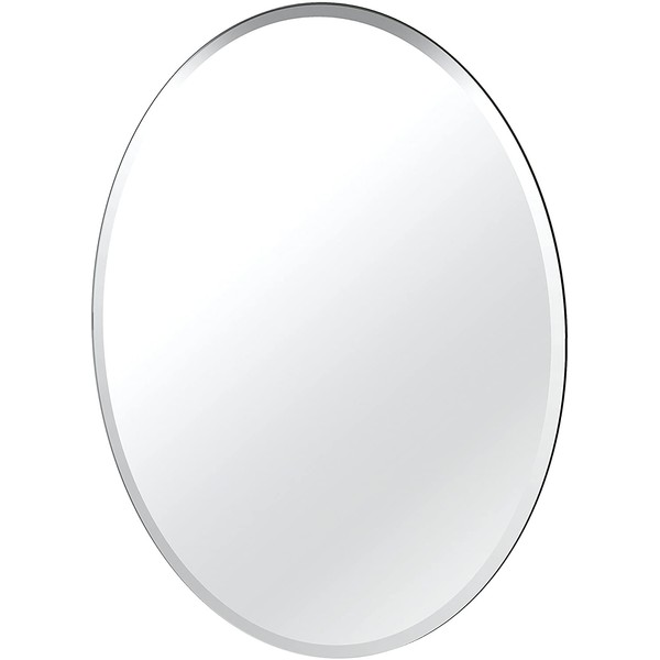Gatco 1801 Flush Mount Frameless Oval Mirror, 32" H x 24" W, Silver