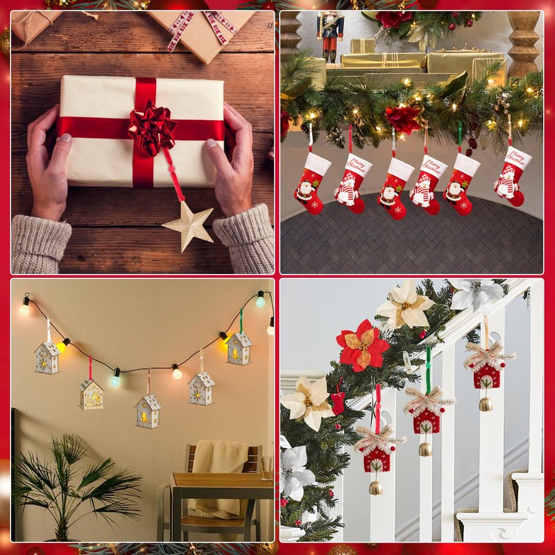 Hysagtek 120 Pcs Christmas Velvet Ornament Strings - Adjustable Ornament