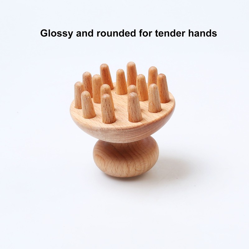 Wood Mushroom Massager Promote Circulation Clear Meridians Portable Manual Massage