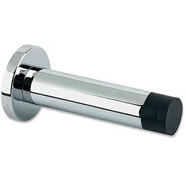 IRONZONE® 2 X Polished Chrome Projection Door Stop Wall Mounted with Superior Rubber Sound Dampening Wall Mounted installations Supplied with Fixings Projection Skirting Door Stop On Rose