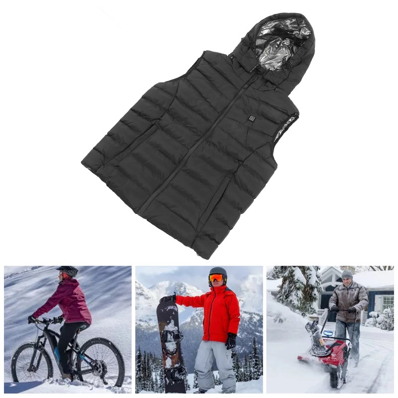 Heated Vest Three Level Temperature Adjustment Waterproof Black Electric Heating