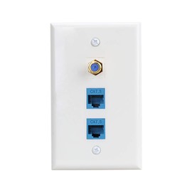 Cat6 Keystone Female to Female 2 Port and F Type Coax 1 Port Connector Wall Plate