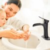 Waterfall Bathroom Faucet Black YUNDOOM Matte Black with Pop Up