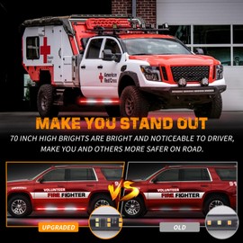 XRIDONSEN 2PCS 60 inch Truck Emergency Lights Strip 720 LED Running Board Strobe Lights Red White Firefighter Flashing Warning Safety First Responder for Vehicles Trucks Pickup Fire POV