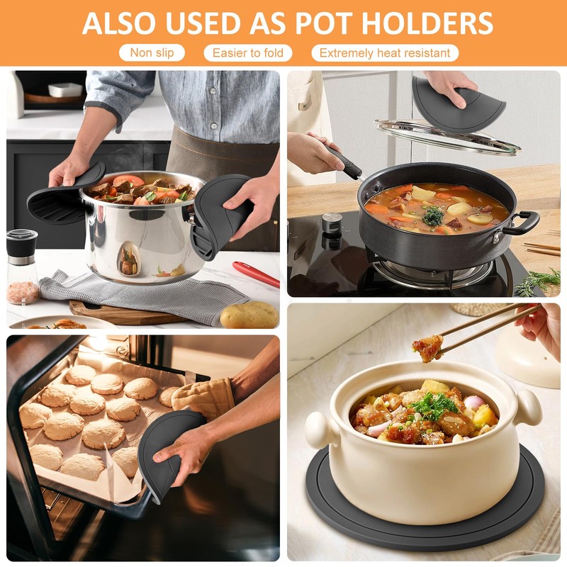 Silicone Trivet Mats 3 Pack Heat Resistant Pot Holders, Multipurpose