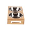 Bamboo Pet Double Bowl Cartoon Prevent Slipping Easy to Clean