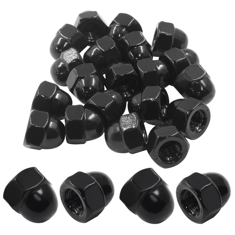 Hordion 1/4-20 Black Acorn Cap Nuts, 304 Stainless Steel Acorn