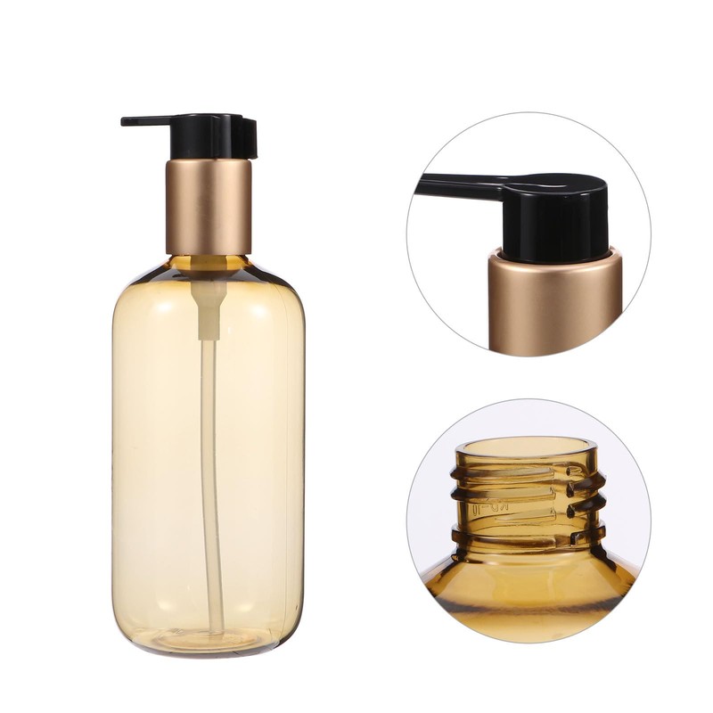 HOMSFOU 2pcs 300ml Light Brown PET Refill Bottle Lotion Shampoo