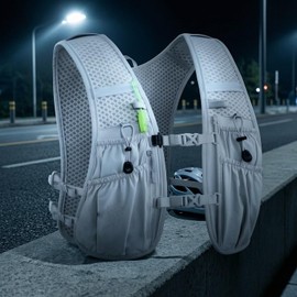 Mochila Poliéster Reflectante Ajustable, Compacta, Mochila con Múltiples Bolsillos Frontales, para Running, Senderismo, Ciclistas