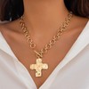 HETICA Gold-Plated Chunky Cross Necklace for Women Vintage Toggle Clasp