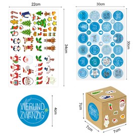 Advent Calendar for Filling, 24 Advent Calendar Boxes, Advent Calendar DIY Crafts for Children Girls Boys with 80 Stickers (24 Number Stickers and 56 Christmas Stickers)