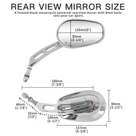 8mm Chrome Motorcycle Rearview Side Mirrors For Harley Davidson Street Glide Cruiser (Chrome)