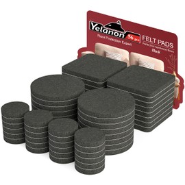 Felt Furniture Pads -56 Pcs(1+2)” Furniture Pads Hardwoods Floors Self Adhesive, Cuttable Felt Chair Pads, Anti Scratch Floor Protectors for Furniture Feet Chair Legs, Furniture Felt Pads, Black