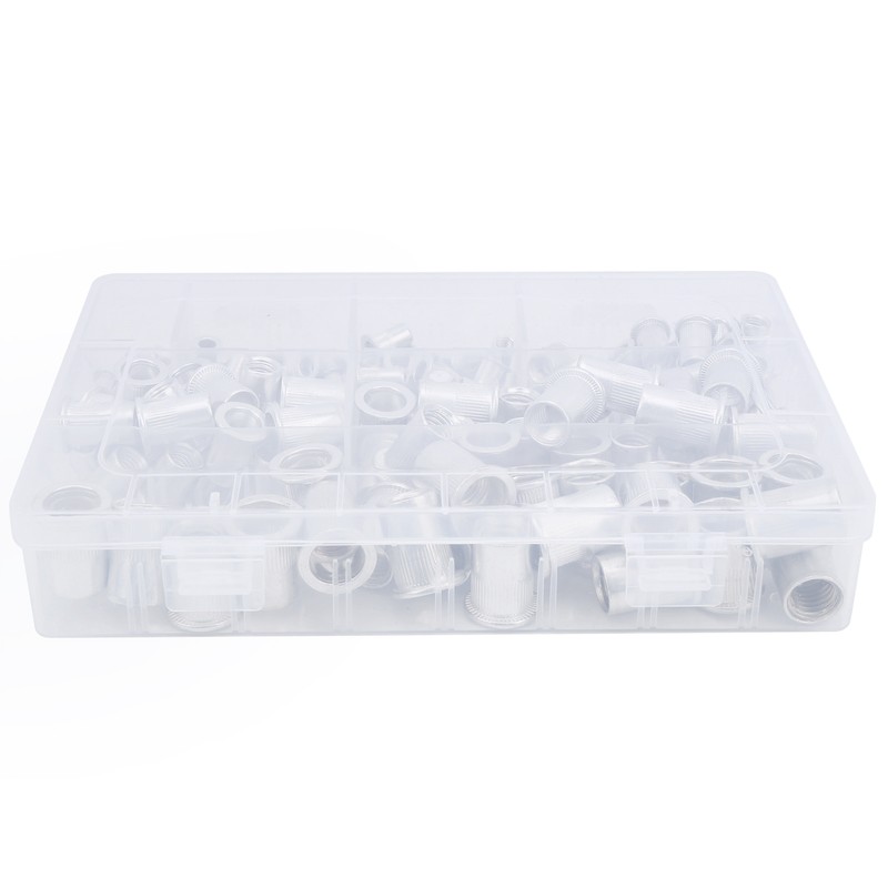 175pcs Rivet Nut Set Flat Head Aluminium Nutsert Assortment with