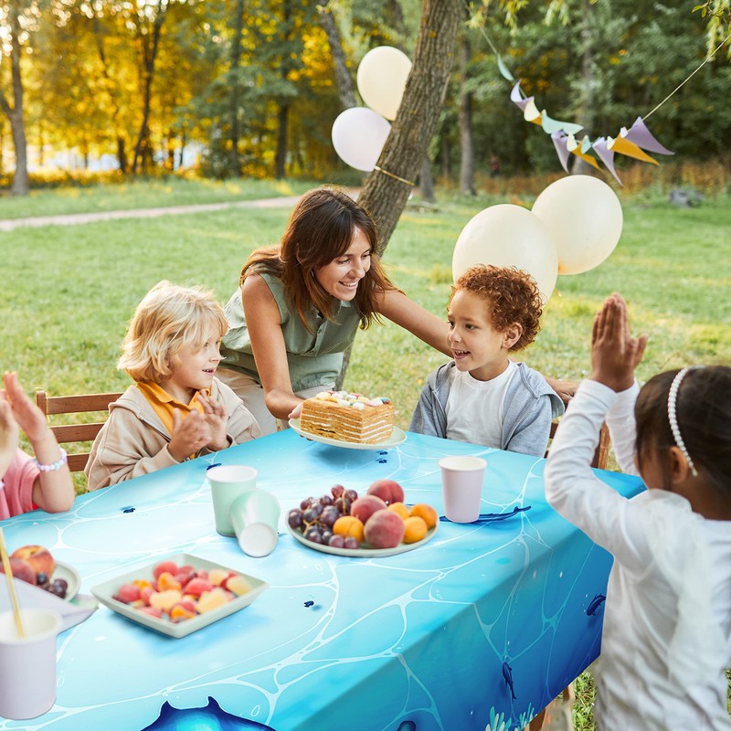 9 x 5 Ft Fabric Under The Sea Party Tablecloth