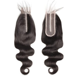 Risbaer Middle Part 2x6 Lace Closure Body Wave Remy Human Hair Wavy Lace Closure with Baby Hair (10 inch)