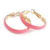 Wide Light Pink Enamel Hoop Earrings In Gold Tone/30mm D/Small